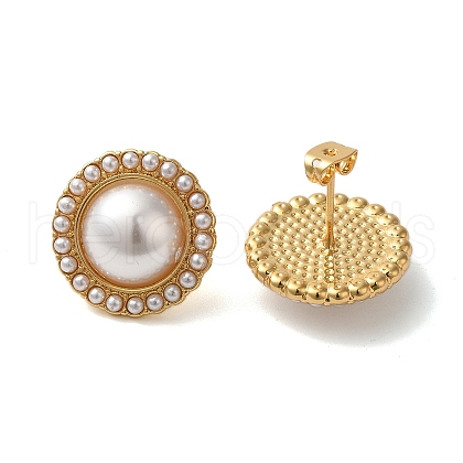 Rack Plating Brass Flat Round Stud Earrings EJEW-L224-72G-02-1