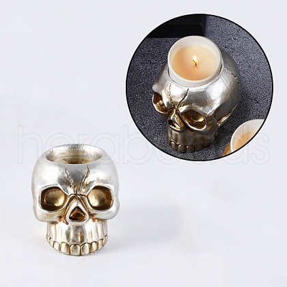 Halloween Skull Resin Candle Holders DJEW-R009-01-1