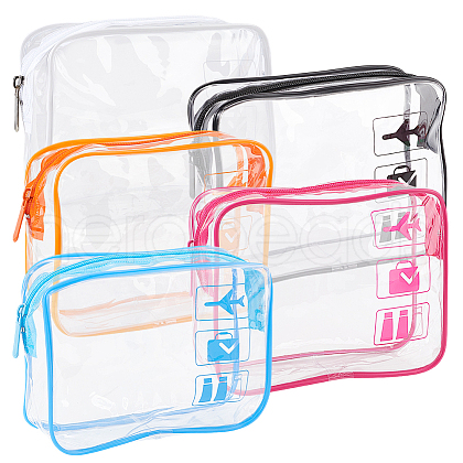 Gorgecraft 5Pcs 5 Colors Transparent PVC Plastic Cosmetic Bags ABAG-GF0001-32-1