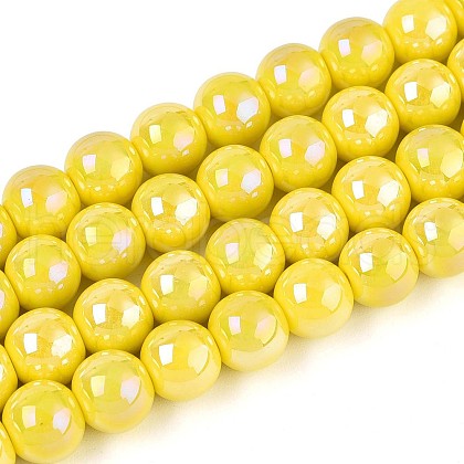 Electroplate Opaque Glass Beads Strands GLAA-T032-P8mm-AB16-1