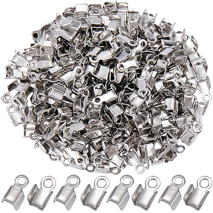SOFPLATE 300pcs 304 Stainless Steel Folding Crimp Ends STAS-SP0001-75-1