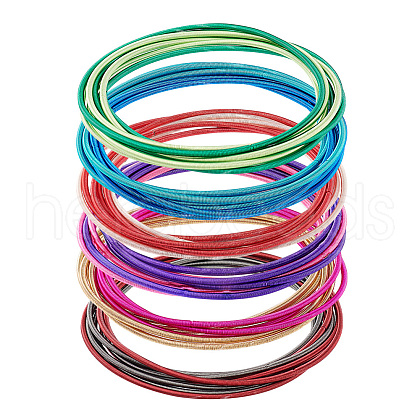 AHADERMAKER 48Pcs 12 Colors Carbon Steel Wire Spring Chains Stretch Bracelet BJEW-GA0001-12-1