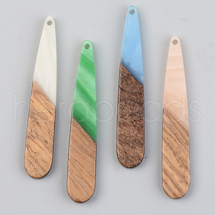 Opaque Resin & Walnut Wood Pendants RESI-S389-039A-C-1