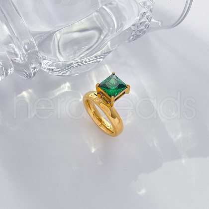 304 Stainless Steel with Cubic Zirconia Finger Rings FS-WG3D7B4-08-1
