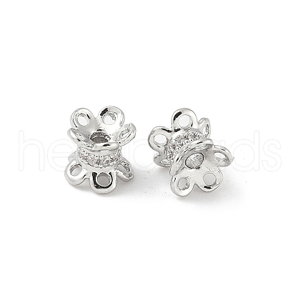 Brass Micro Pave Clear Cubic Zirconia Bead Caps KK-V015-24P-1