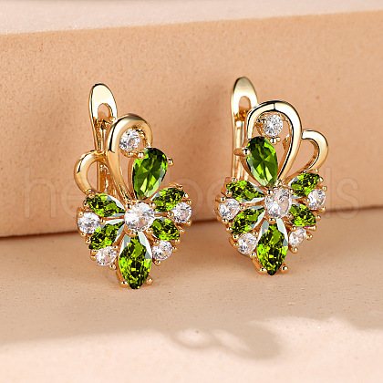 Brass Micro Pave Cubic Zirconia Hoop Earrings WG0C687-03-1