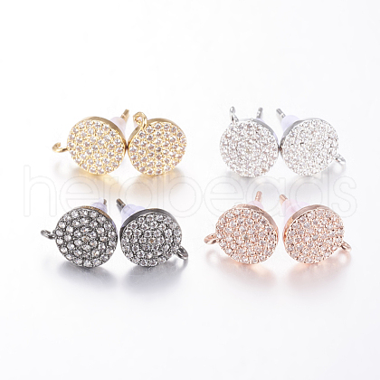 Brass Micro Pave Cubic Zirconia Stud Earring Findings ZIRC-E132-13A-1