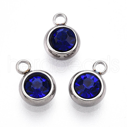 303 Stainless Steel Rhinestone Charms STAS-S068-16-1