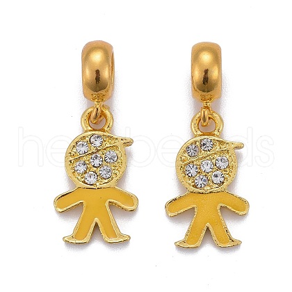 Brass Cubic Zirconia European Dangle Charms KK-E772-05G-1
