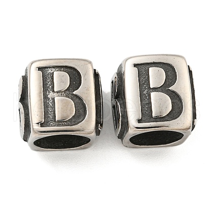 316 Surgical Stainless Steel with Rhinestone Large Hole Cube Beads STAS-Q326-08AS-03-1