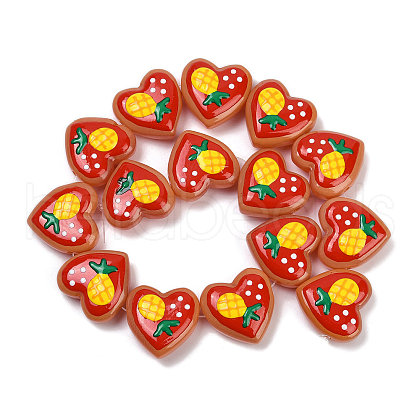 Handmade Heart Lampwork Beads Strands LAMP-P069-04A-06-1