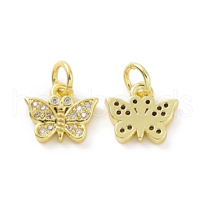 Brass Micro Pave Clear Cubic Zirconia Charms KK-E068-VF054-1