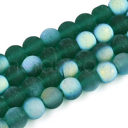 Frosted Transparent Glass Beads Strands GLAA-T032-T8mm-MBB21-1