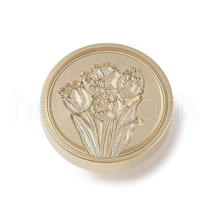 Golden Tone Wax Seal Brass Stamp Head DIY-B079-02G-11-1