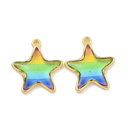 Rainbow Color Opaque Resin Pendants KK-M290-04C-G-1