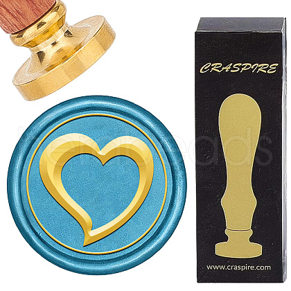 Brass Wax Seal Stamps with Wood Handle AJEW-WH0412-0338-1