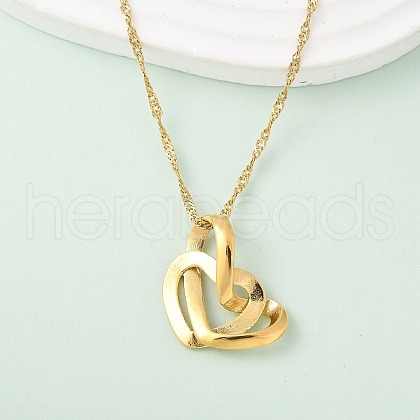 304 Stainless Steel Pendant Necklaces for Women NJEW-U040-02A-G-1
