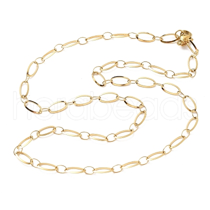 304 Stainless Steel Oval Link Chain Necklaces NJEW-Q013-09G-01-1