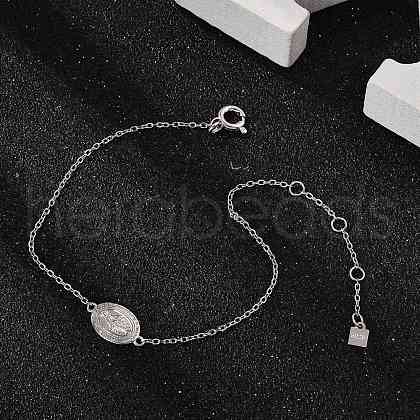 S925 Sterling Silver Link & Charm Bracelets for Women BJEW-K276-01P-1