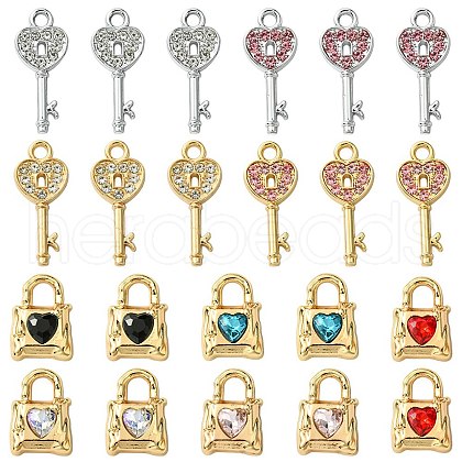 12Pcs 5 Styles Alloy Rhinestone Pendants FIND-FS0002-08-1