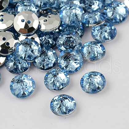 2-Hole Taiwan Acrylic Rhinestone Flat Round Buttons BUTT-F015-10mm-11-1