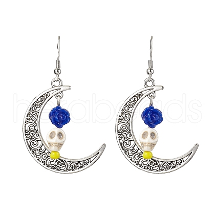 Halloween Alloy Synthetic Turquoise Dangle Earrings EJEW-JE05844-05-1