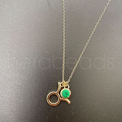 Alloy Peridot Rhinestone Constellation Pendant Necklaces for Women Men WG398AA-04-1