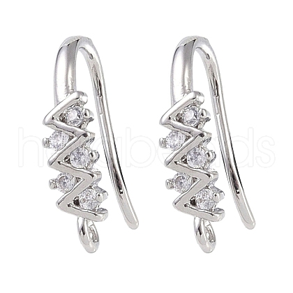 Brass Micro Pave Cubic Zirconia Earring Hooks KK-U008-11P-1