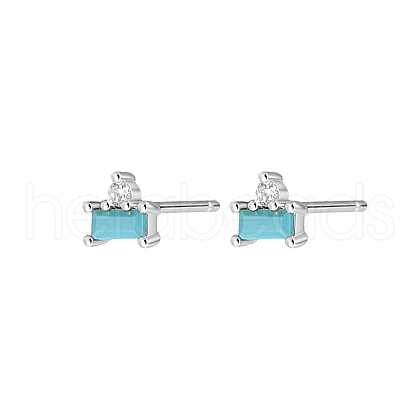 S925 Sterling Silver Rectangle Stud Earrings SC5320-10-1