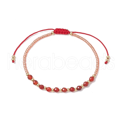 Natural Agate Braided Beaded Bracelets BJEW-JB11420-06-1