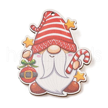 Christmas Theme Wood Printed Brooches for Women JEWB-Z029-01B-1