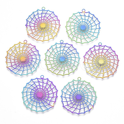 Ion Plating(IP) 201 Stainless Steel Filigree Pendants STAS-T057-20-1