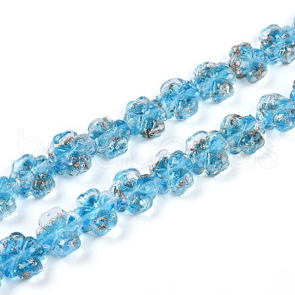 Luminous Handmade Gold Foil Glass Beads Strands FOIL-N029-01G-1