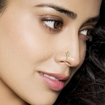 Brass Micro Pave Clear Cubic Zirconia Clip on Nose Rings WG03BCA-11-1
