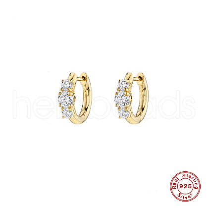 Real 18K Gold Plated 925 Sterling Silver Micro Pave Cubic Zirconia Hoop Earrings TH4418-1-1