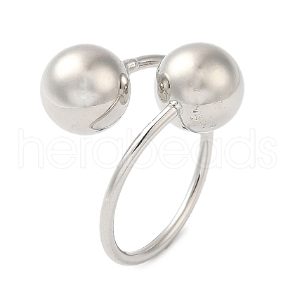 Rack Plating Brass Round Ball Cuff Rings RJEW-D015-01P-1