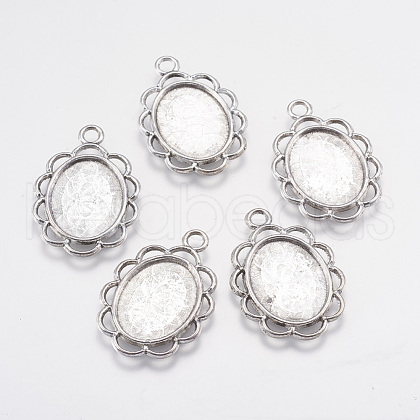 Tibetan Style Pendant Cabochon Settings X-TIBEP-0584-S-FF-1