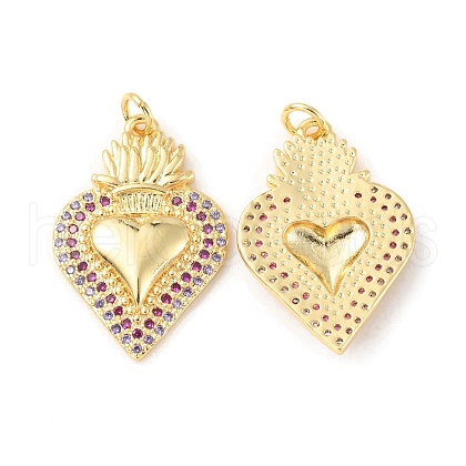Rack Plating Brass Micro Pave Cubic Zirconia Pendants KK-C021-11G-1