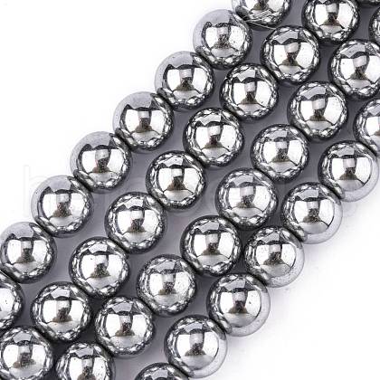 Non-magnetic Synthetic Hematite Beads Strands G-S096-10mm-3-1