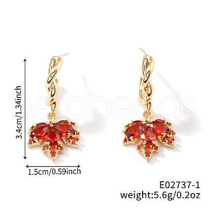Cute Luxe Maple Leaf Sparkly Brass Stud Earrings for All Occasions QV1797-1-1