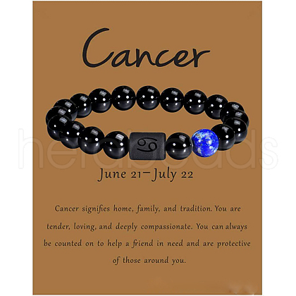 12 Constellation Natural Round Lapis Lazuli Beads Stretch Bracelets WGD22B0-13-1