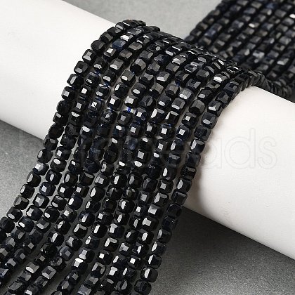 Natural Black Sapphire Beads Strands G-G259-B02-3x3mm-1