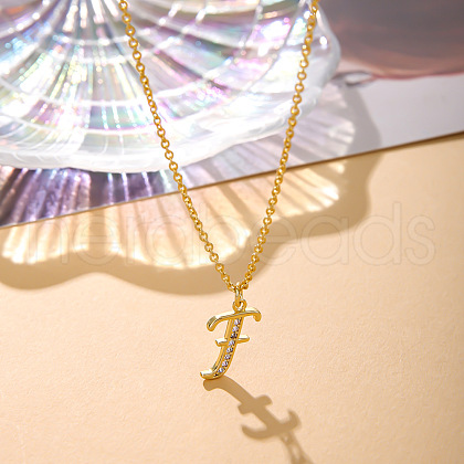 Fashionable Brass Micro Pave Clear Cubic Zirconia Initial Pendant Necklaces for Women FS-WG2FE2D-06-1