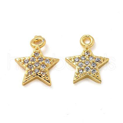 Rack Plating Brass Micro Pave Clear Cubic Zirconia Charms KK-Z045-12G-1