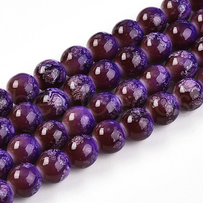 Baking Painted Glass Beads Strands DGLA-N008-10mm-03-1