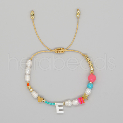 Bohemian Style Shell Letter Bead Braided Bead Bracelets for Women WG07C1E-05-1