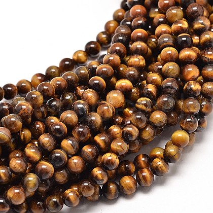 Natural Tiger Eye Round Bead Strands G-P072-33-12mm-1