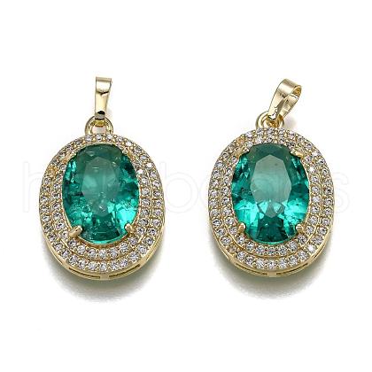 Golden Plated Brass Micro Pave Clear Cubic Zirconia Pendants ZIRC-F123-02C-1