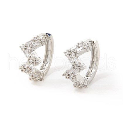 Unique Brass Clear Cubic Zirconia Wavy Hoop Earrings OZ0982-2-1