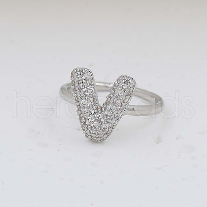 Brass Micro Pave Clear Cubic Zirconia Cuff Rings FS-WG17FF6-22-1